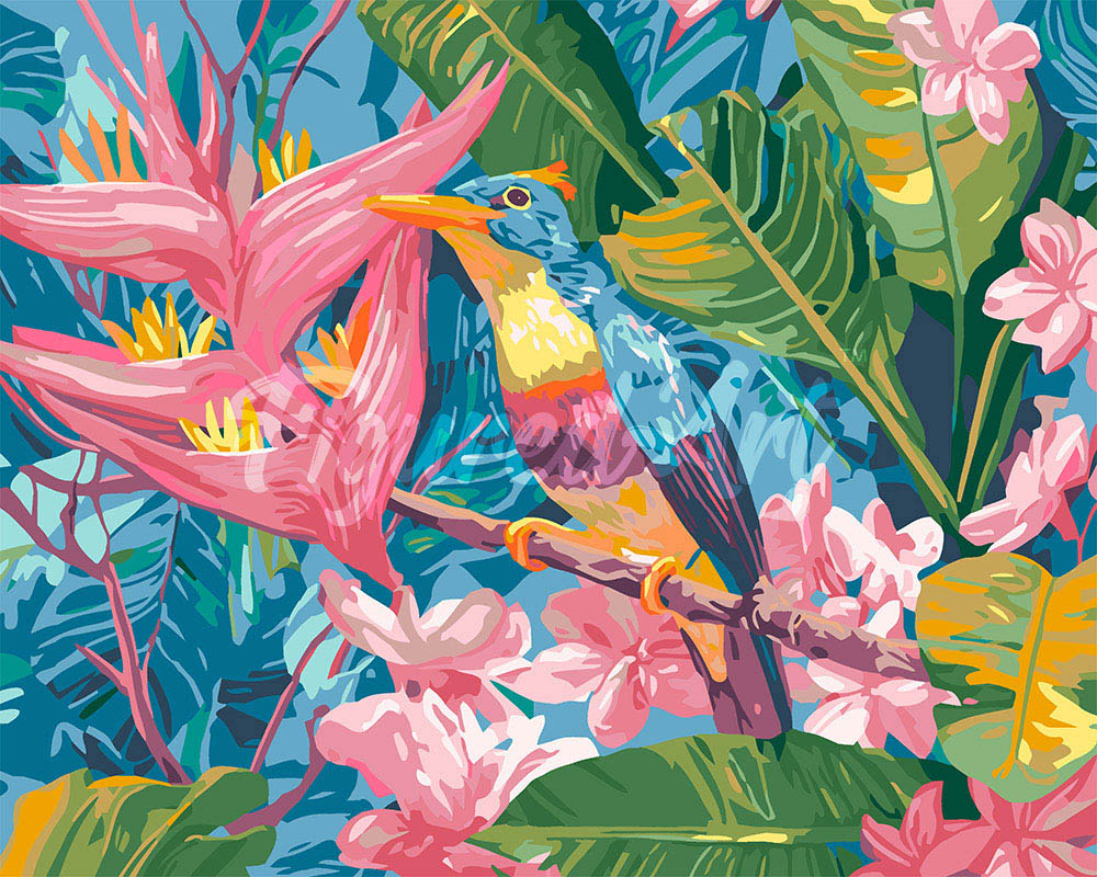 Paint by numbers kit for adults Tropical Jungle Bird Figured'Art UK