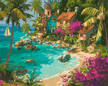 Load image into Gallery viewer, Paint by numbers kit for adults Tropical Seaside Village Figured&#39;Art UK
