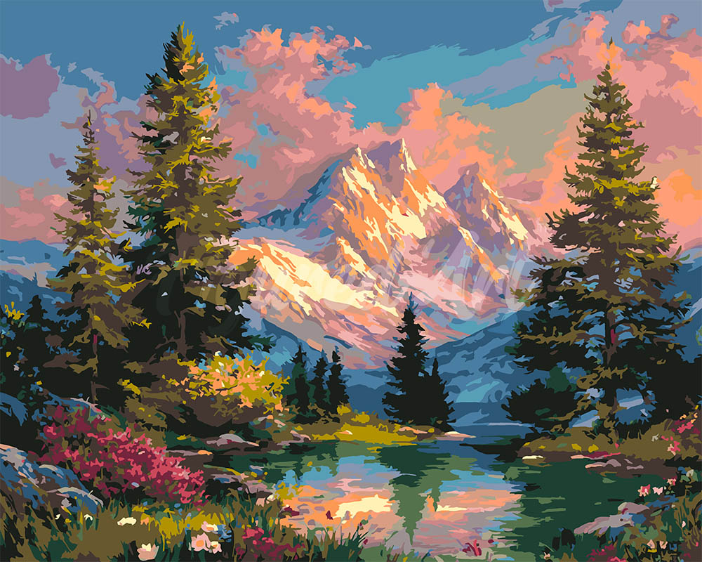 Paint by Numbers for adults UK - Alpine Sunset Glow – Figured'Art