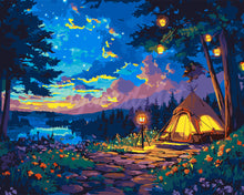 Load image into Gallery viewer, Paint by numbers kit for adults Starlit Camping Night Figured'Art UK