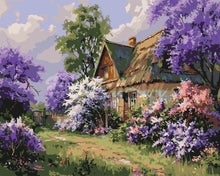 Load image into Gallery viewer, Paint by numbers kit for adults Lilac Garden Cottage Figured'Art UK