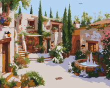 Load image into Gallery viewer, Paint by numbers kit for adults White Villa Courtyard Figured'Art UK