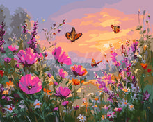 Load image into Gallery viewer, Paint by numbers kit for adults Sunset Among Wildflowers Figured'Art UK