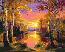 Load image into Gallery viewer, Paint by numbers kit for adults Radiant Birch Lake Figured'Art UK
