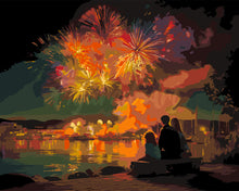 Load image into Gallery viewer, Paint by numbers kit for adults Family and Fireworks Figured'Art UK