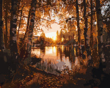 Load image into Gallery viewer, Paint by numbers kit for adults Golden Birch Lake Figured'Art UK