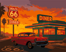 Load image into Gallery viewer, Paint by numbers kit for adults The Diner and Vintage Car Figured&#39;Art UK