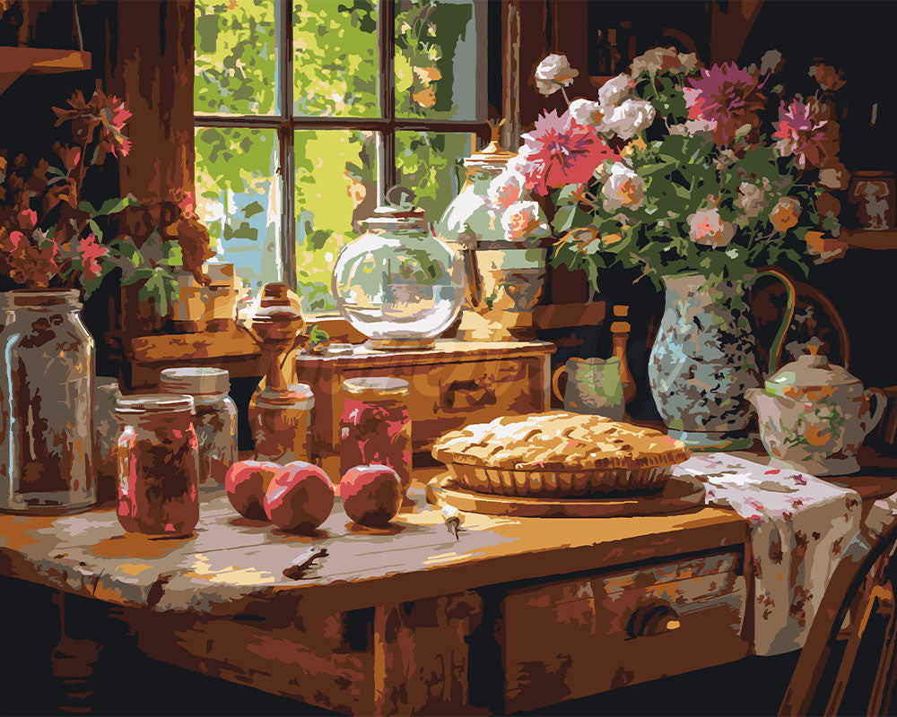 Paint by numbers kit for adults Homemade Apple Pie Figured'Art UK