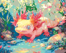 Load image into Gallery viewer, Paint by numbers kit for adults Sunbathing Axolotl Figured'Art UK