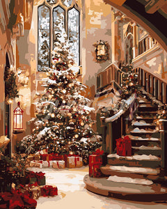 Paint by numbers kit for adults Grand Christmas Hall Figured'Art UK