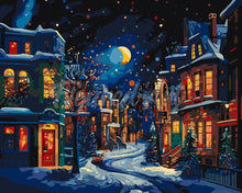 Load image into Gallery viewer, Paint by numbers kit for adults Crescent Over Winter Figured&#39;Art UK