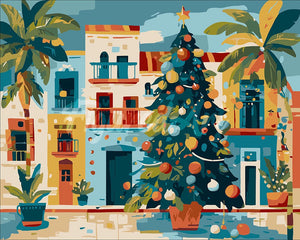 Paint by numbers kit for adults Colourful Festive Plaza Figured'Art UK