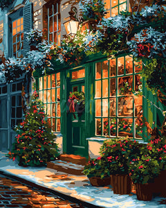 Paint by numbers kit for adults Festive Green Door Figured'Art UK