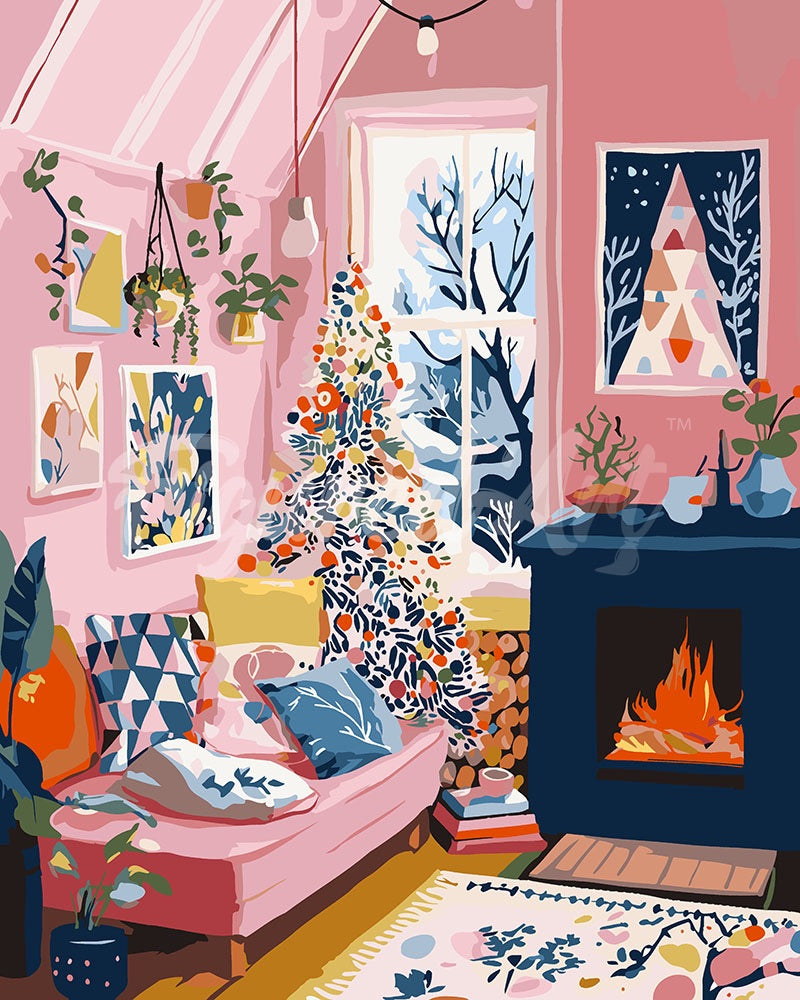 Paint by numbers kit for adults Artistic Holiday Corner Figured'Art UK