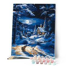 Load image into Gallery viewer, Moonlight Winter Cottage