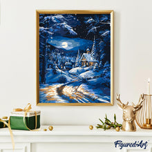 Load image into Gallery viewer, Moonlight Winter Cottage