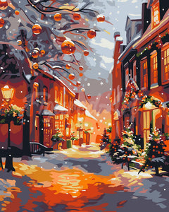 Paint by numbers kit for adults Golden Hour Christmas Figured'Art UK