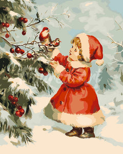 Paint by numbers kit for adults Christmas Cute Girl 2 Figured'Art UK