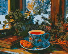 Load image into Gallery viewer, Paint by numbers kit for adults Winter Afternoon Tea Figured'Art UK