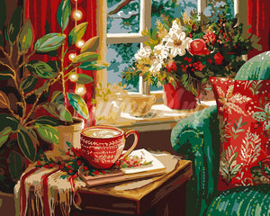 Paint by numbers kit for adults Holiday Coffee Corner Figured'Art UK