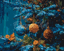 Load image into Gallery viewer, Paint by numbers kit for adults Blue Fir &amp; Baubles Figured'Art UK