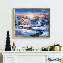 Load image into Gallery viewer, Sunset Winter Cabin