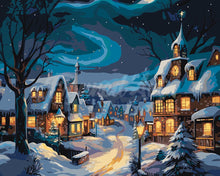 Load image into Gallery viewer, Paint by numbers kit for adults Starry Christmas Village Figured'Art UK