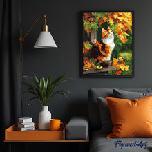 Load image into Gallery viewer, Calico Cat in Autumn
