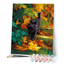 Load image into Gallery viewer, Black Cat in Autumn