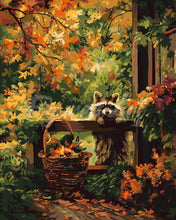 Load image into Gallery viewer, Paint by numbers kit for adults Cute Raccoon in Autumn Figured&#39;Art UK
