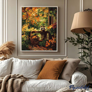 Cute Raccoon in Autumn