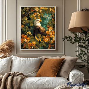 Eagle Among Golden Leaves