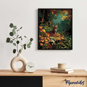 Deer Among Autumn Blooms