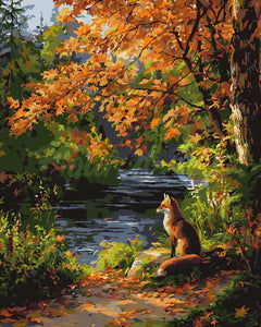 Paint by numbers kit for adults Red Fox by River Figured'Art UK