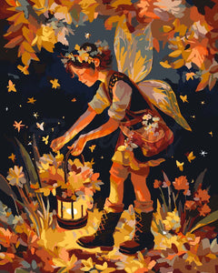 Paint by numbers kit for adults Cute Autumn Fairy Figured'Art UK