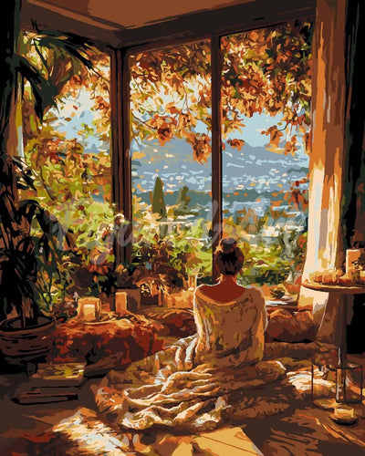 Paint by numbers kit for adults Cozy Autumn Morning Figured'Art UK