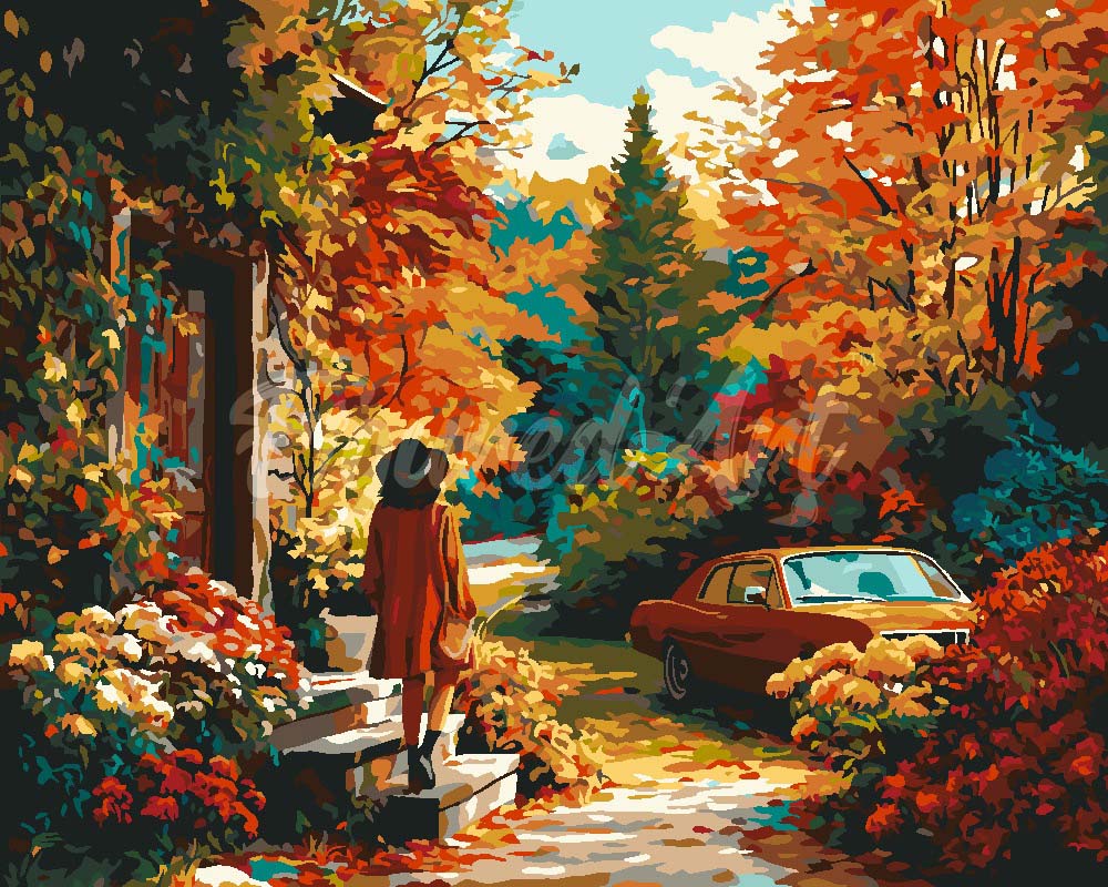 Paint by numbers kit for adults Autumn Farewell Figured'Art UK