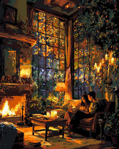 Paint by numbers kit for adults Cozy Autumn Evening Figured'Art UK