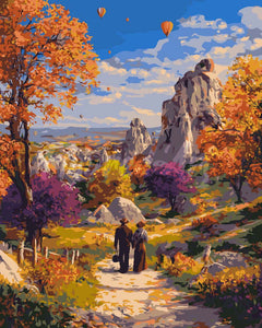 Paint by numbers kit for adults Romantic Autumn in Cappadocia Figured'Art UK