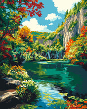 Load image into Gallery viewer, Paint by numbers kit for adults Emerald Lake in Autumn Figured&#39;Art UK