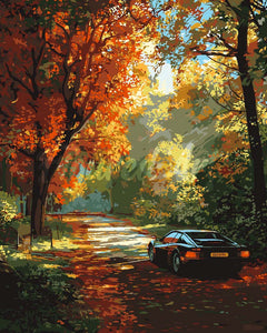 Paint by numbers kit for adults Golden Road Journey Figured'Art UK