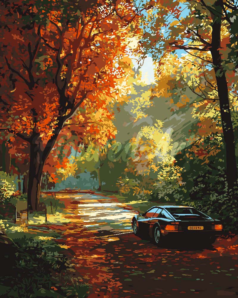 Paint by numbers kit for adults Golden Road Journey Figured'Art UK