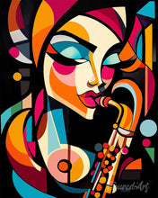 Load image into Gallery viewer, Paint by numbers kit for adults Bold Abstract Sax Lady Figured'Art UK