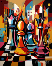 Load image into Gallery viewer, Paint by numbers kit for adults Bold Abstract Chessboard Figured'Art UK