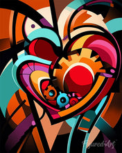 Load image into Gallery viewer, Paint by numbers kit for adults Bold Abstract Heart Gears Figured'Art UK