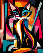 Load image into Gallery viewer, Paint by numbers kit for adults Bold Abstract Cat Figured'Art UK