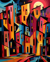 Load image into Gallery viewer, Paint by numbers kit for adults Bold Abstract Buildings Figured'Art UK