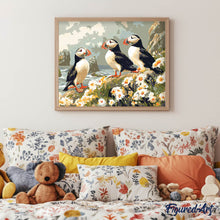 Load image into Gallery viewer, Puffin in daisy field