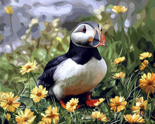 Load image into Gallery viewer, Paint by numbers kit for adults Puffin spring blooms Figured'Art UK