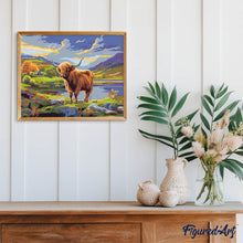 Load image into Gallery viewer, Highland Cow Painted Skies